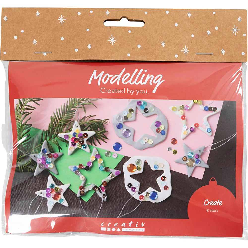 Creativ company mini hobby set modeling, stars, silver, white, 1 box