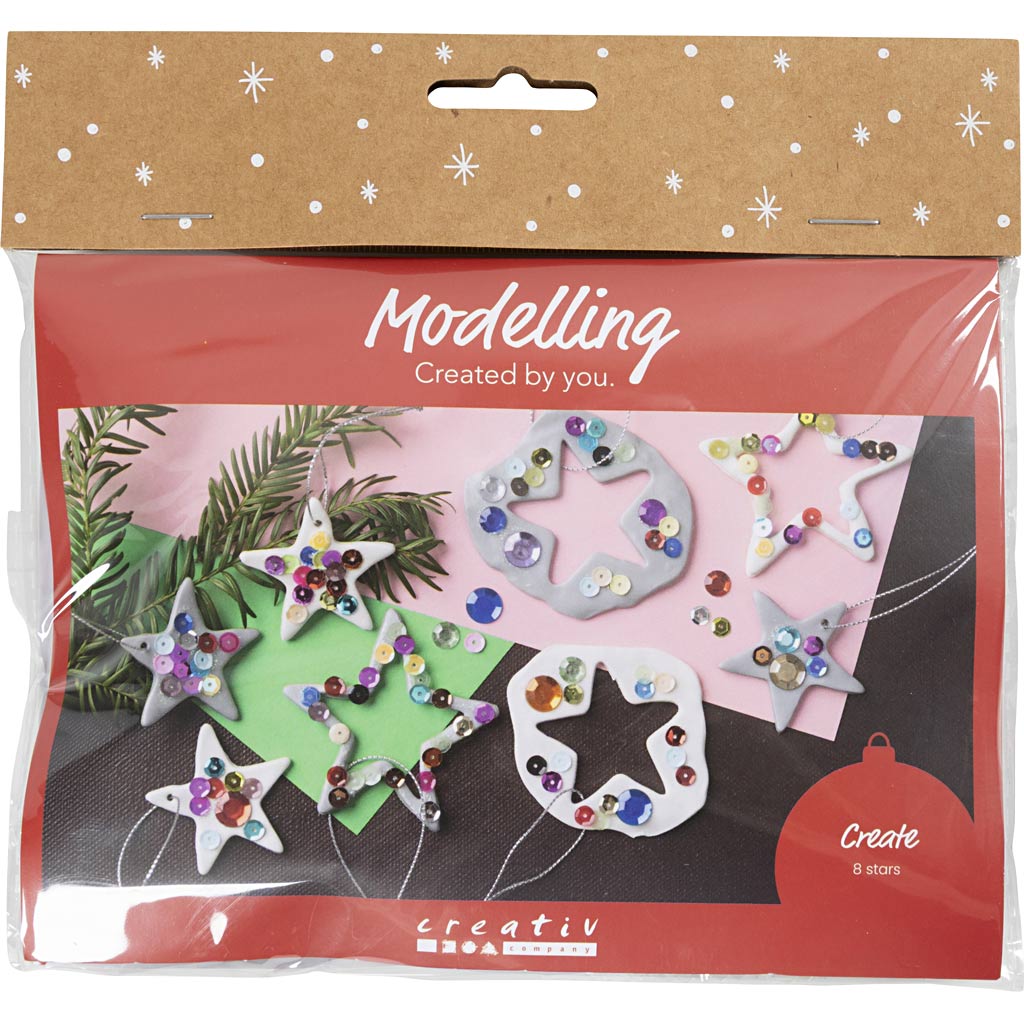 Creativ company mini hobby set modeling, stars, silver, white, 1 box