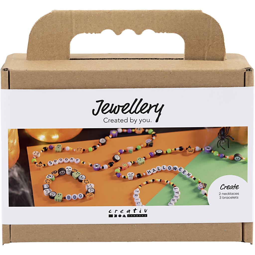 Creativ company mini hobby set jewelry, necklaces and bracelets, Halloween colors, 1 box