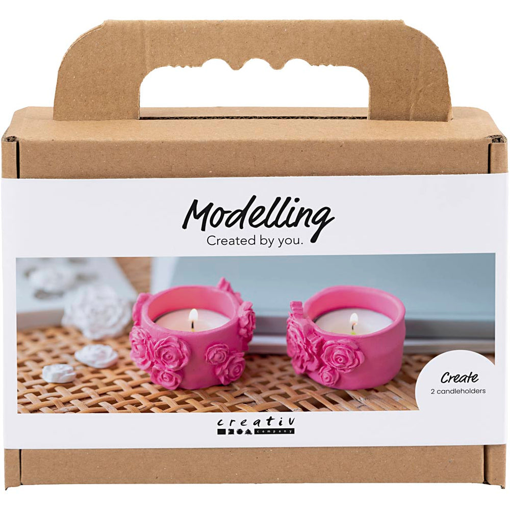 Creativ company mini hobby set modeling, tea light holders, pink, 1 box