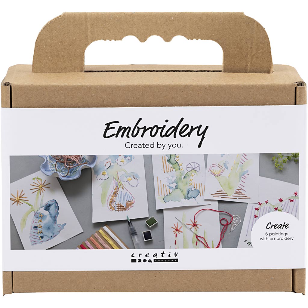 Creativ company mini hobby set embroidery, paintings with embroidery, various colors, 1 box