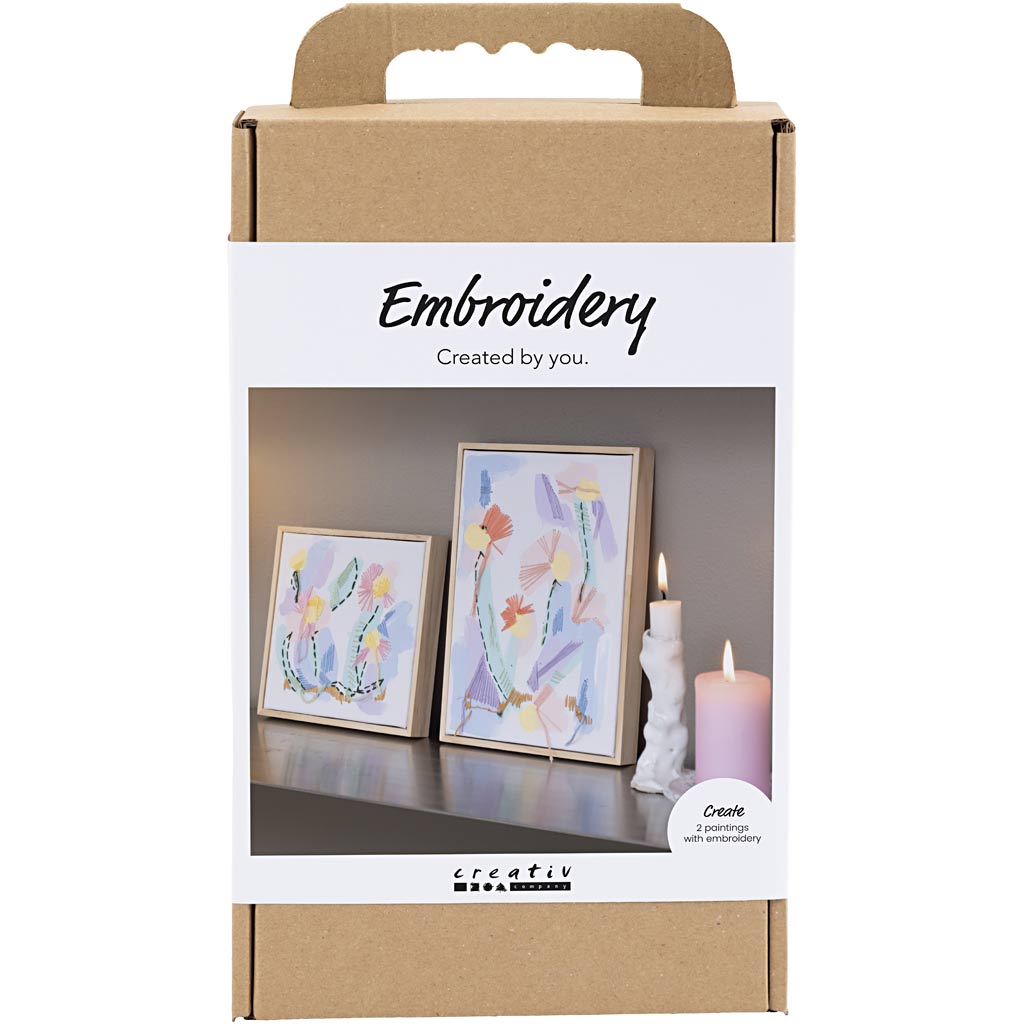Creativ company hobby set embroidery, pictures, pastel colors, 1 box