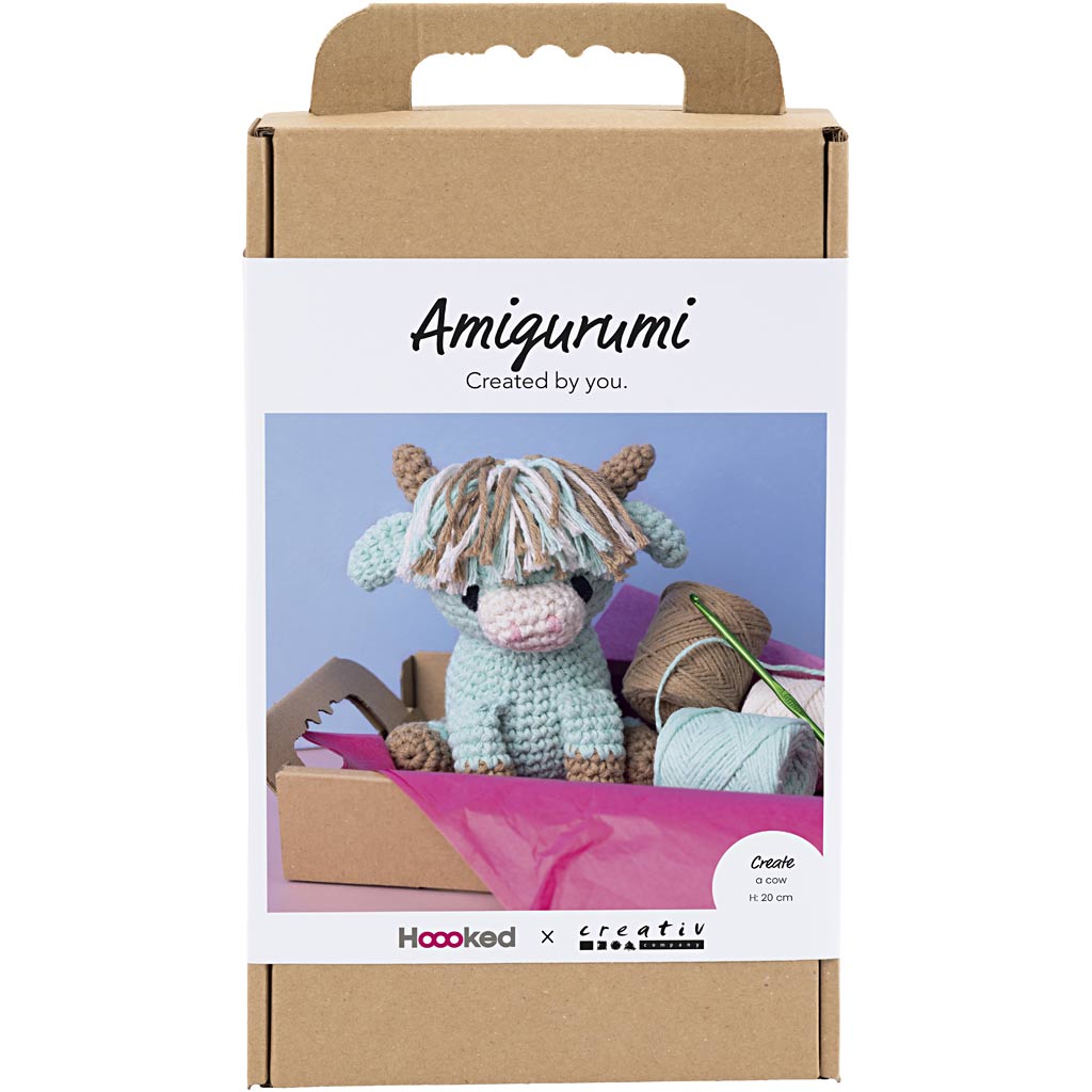 Creativ company hobby set amigurumi, cow, beige, mint, 1 box