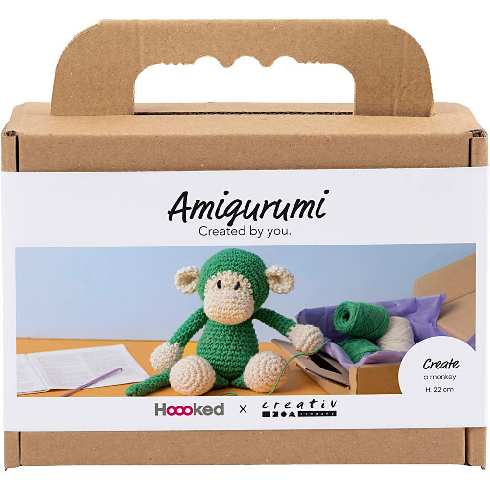 Creativ company hobby set amigurumi, monkey, green, off white, 1 box