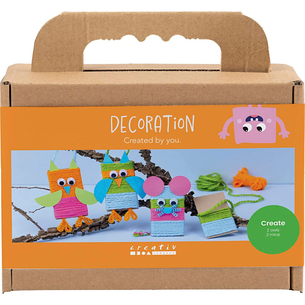 Creativ company mini hobby set decoration, mice and owls, various colors, 1 box