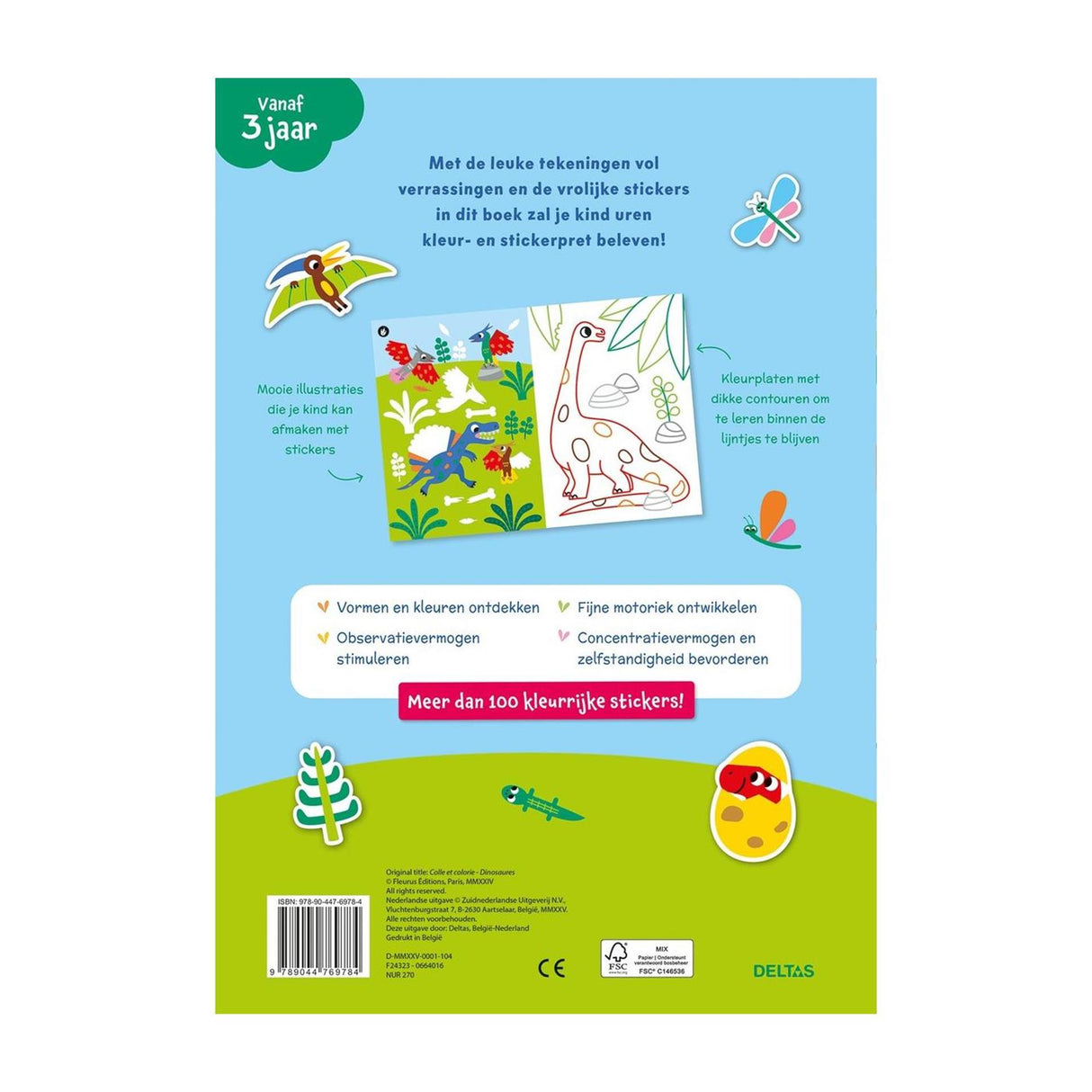 Deltas kleur- en stickerpret - lieve dino's