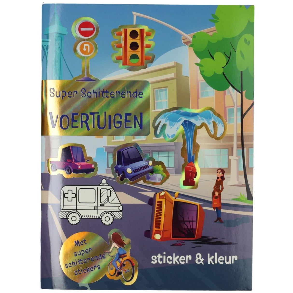 Mondikaarten kleur- en stickerboek voertuigen
