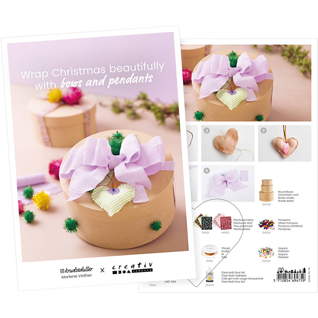 Creativ company postcard, wrap Christmas nicely with bows and pendants, A5, sheet 14.8x21 cm, 1 piece