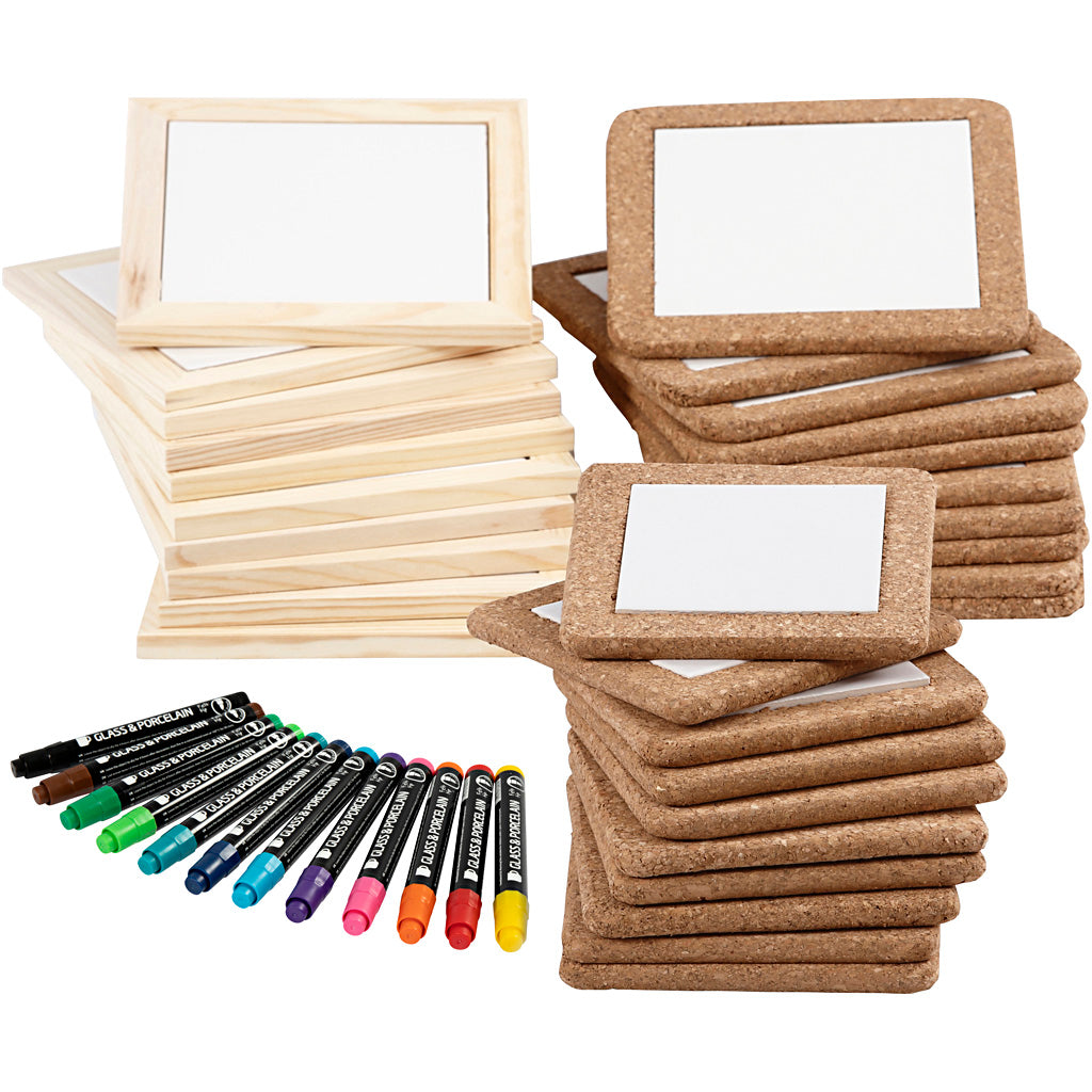 Groepsset onderzetters beschilderen, standaardkleuren, extra kleuren, 30 stuk, 1 set