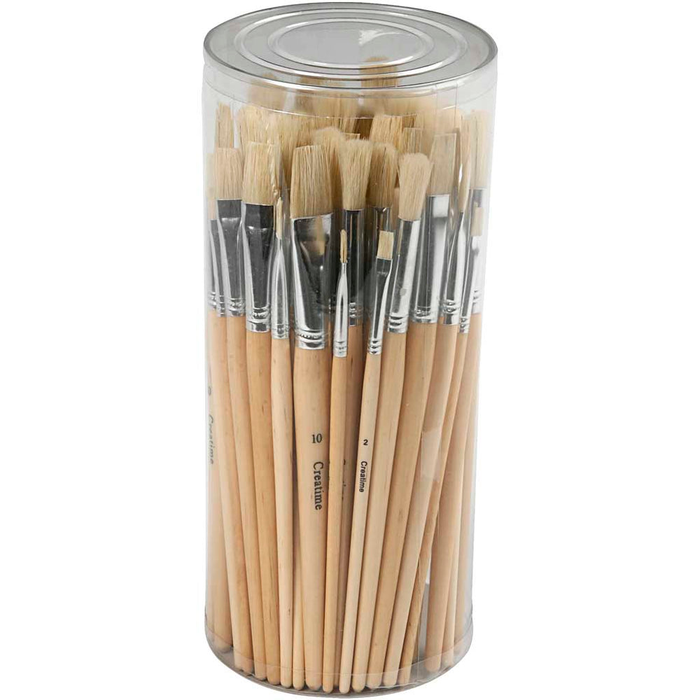 Creativ company nature line brushes, size 1+2+3+4+5+6+7+8+9+10, l: 19.5-23 cm, w: 4-17 mm, flat, round, 80 pieces in a box