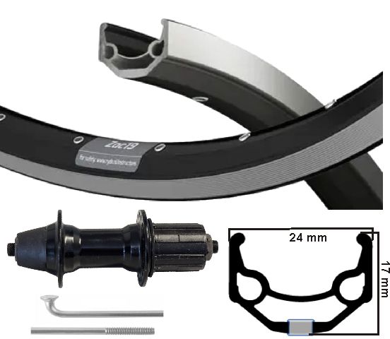 Kgs rueda trasera 28 pulgadas (622) zac19 cassette negro plata 7 velocidades puntera