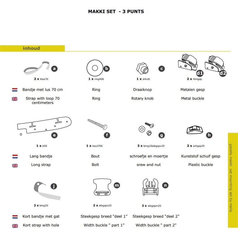 Ceangaltán scála leanbh Melia do lapadán rothar lasta 3p gazelle makki