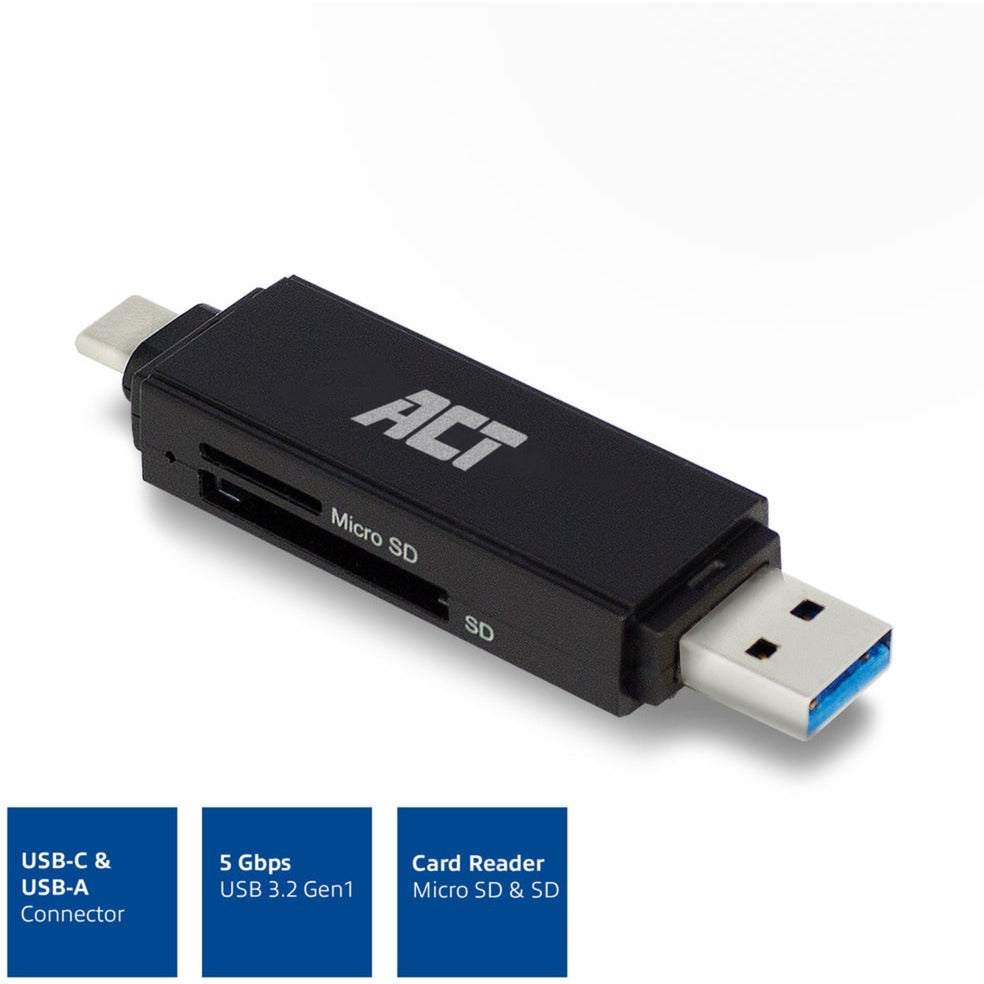 ACT Connectivity USB-C USB-A Card Reader, SD Micro SD