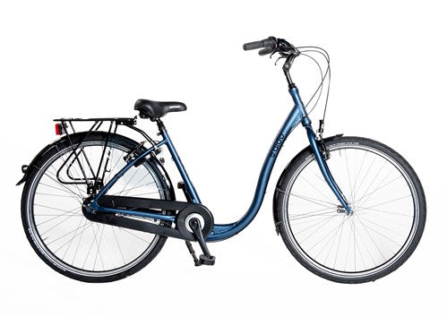 Aldo 28 pulgadas de entrada baja Bicicleta Comfort Alu 3V remubaaf azul
