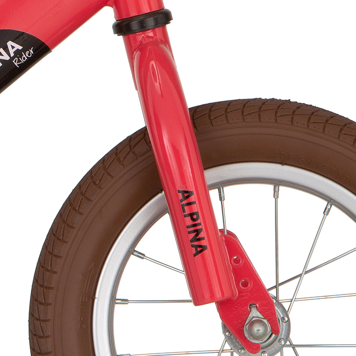 Alpina front fork balance bike pink coral