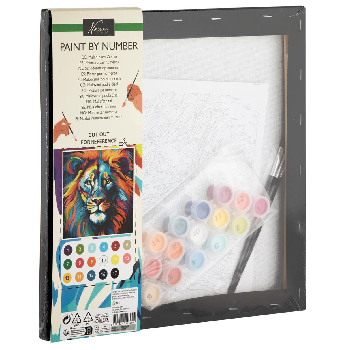 Painting by number luxury black canvas lion 30x30