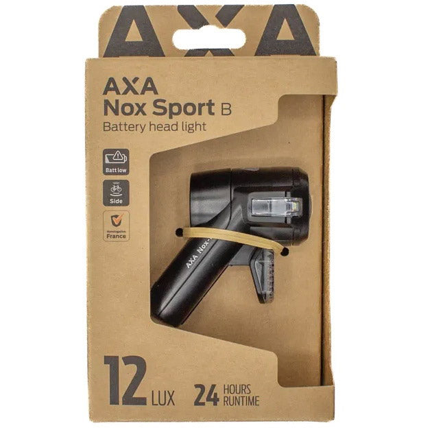 Axa headlight nox sport 12 lux - incl. batteries