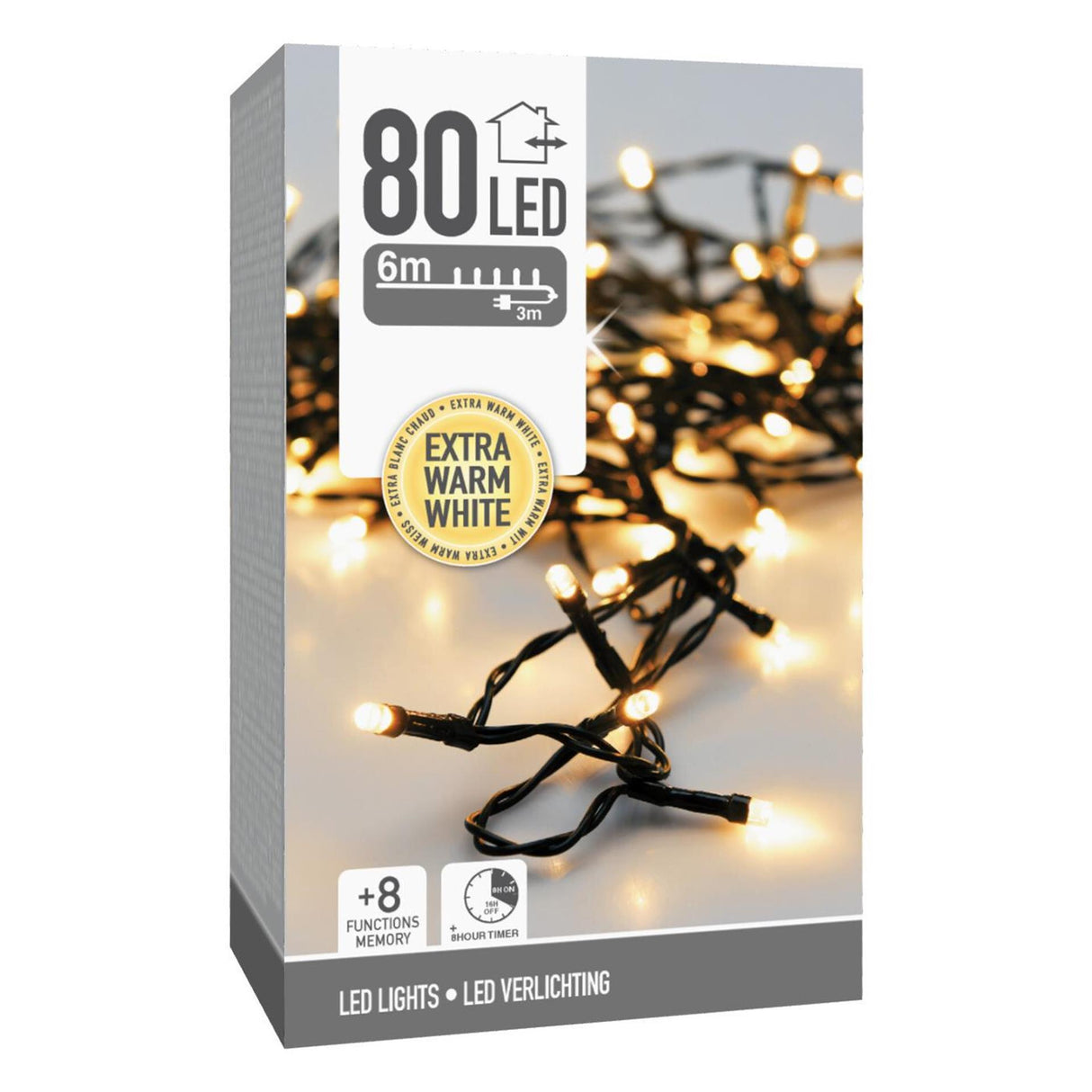 Kerstverlichting 80led extra warm wit