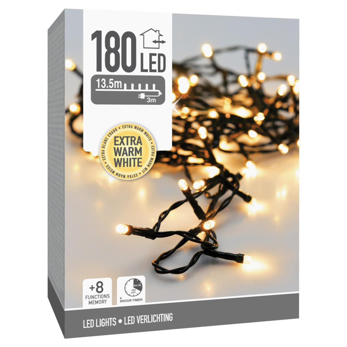 Kerstverlichting 180led extra warm wit