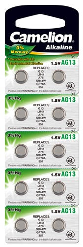 FASI Camelion Battery LR44 D357 V13GA AG13 CARD A 10 pezzi