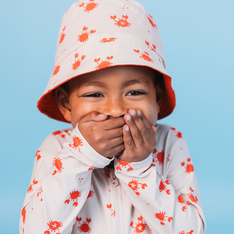 Crabby | beige red UV reversible sun hat