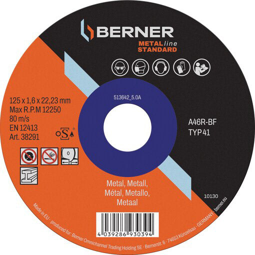Cema Berner Slip Slip Metalline Standard Plat 125x1.0x22.23mm