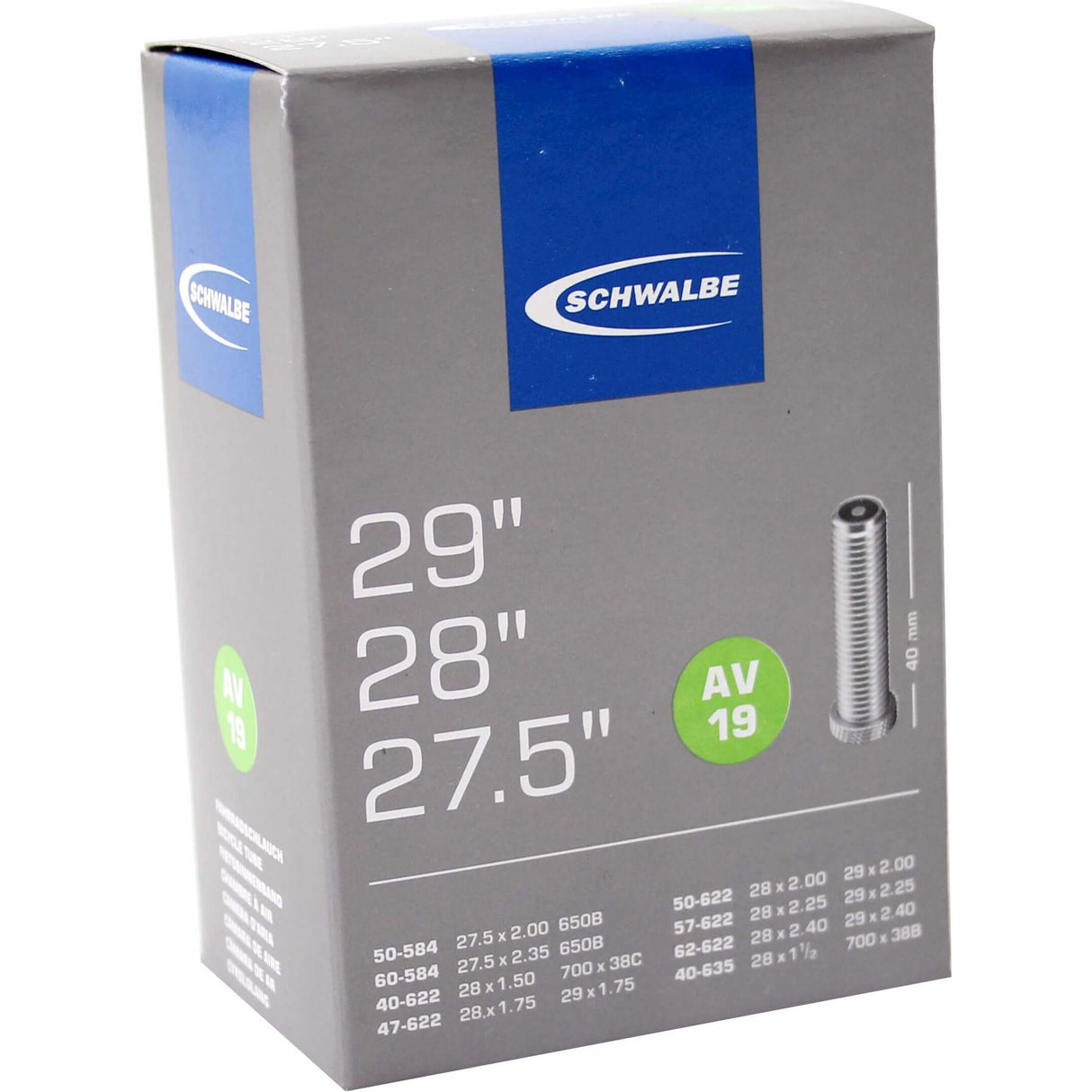 Schwalbe Tubo interno AV19 28 29 polegadas 40 62-622 40 mm