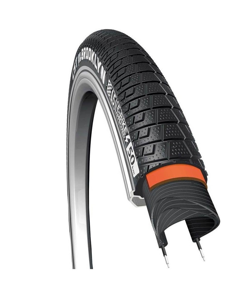 Tíre: CST Brooklyn Dath: Dubh (Frith-Leak 2mm) Méid: 24x2.15, ETRO 55-507