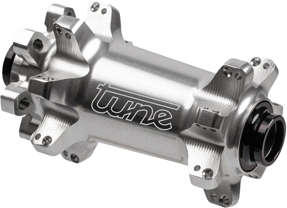 Tune nano boost 6b 6-bolt mtb 28h front hub silver with standard bearing
