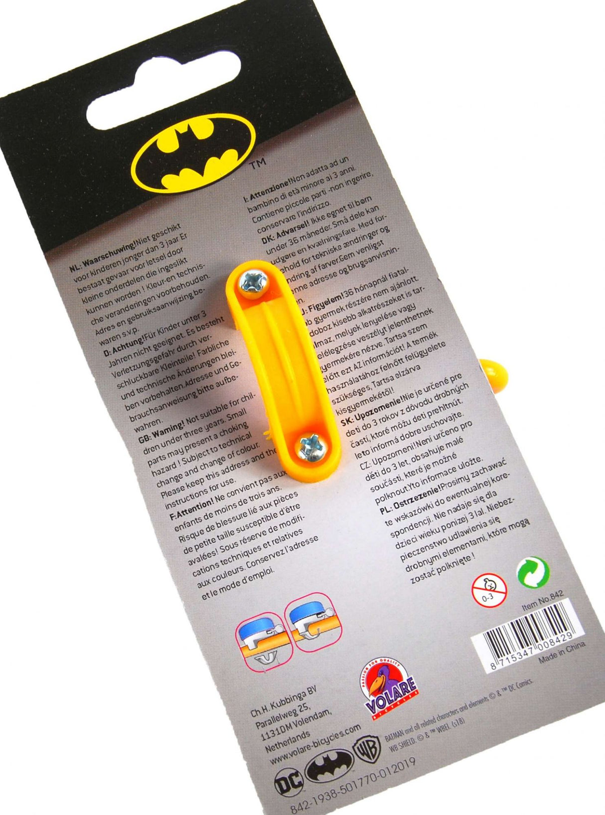 bicycle bell Batman 50 mm black yellow