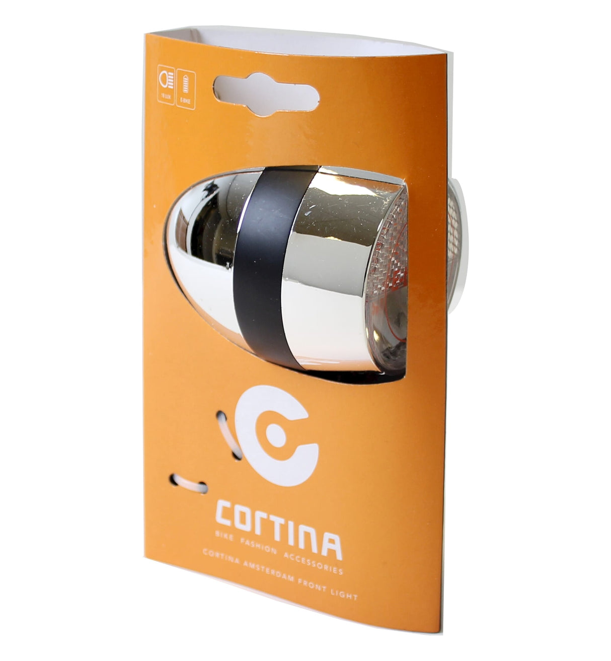 Cortina headlight Amsterdam E-bike chrome black