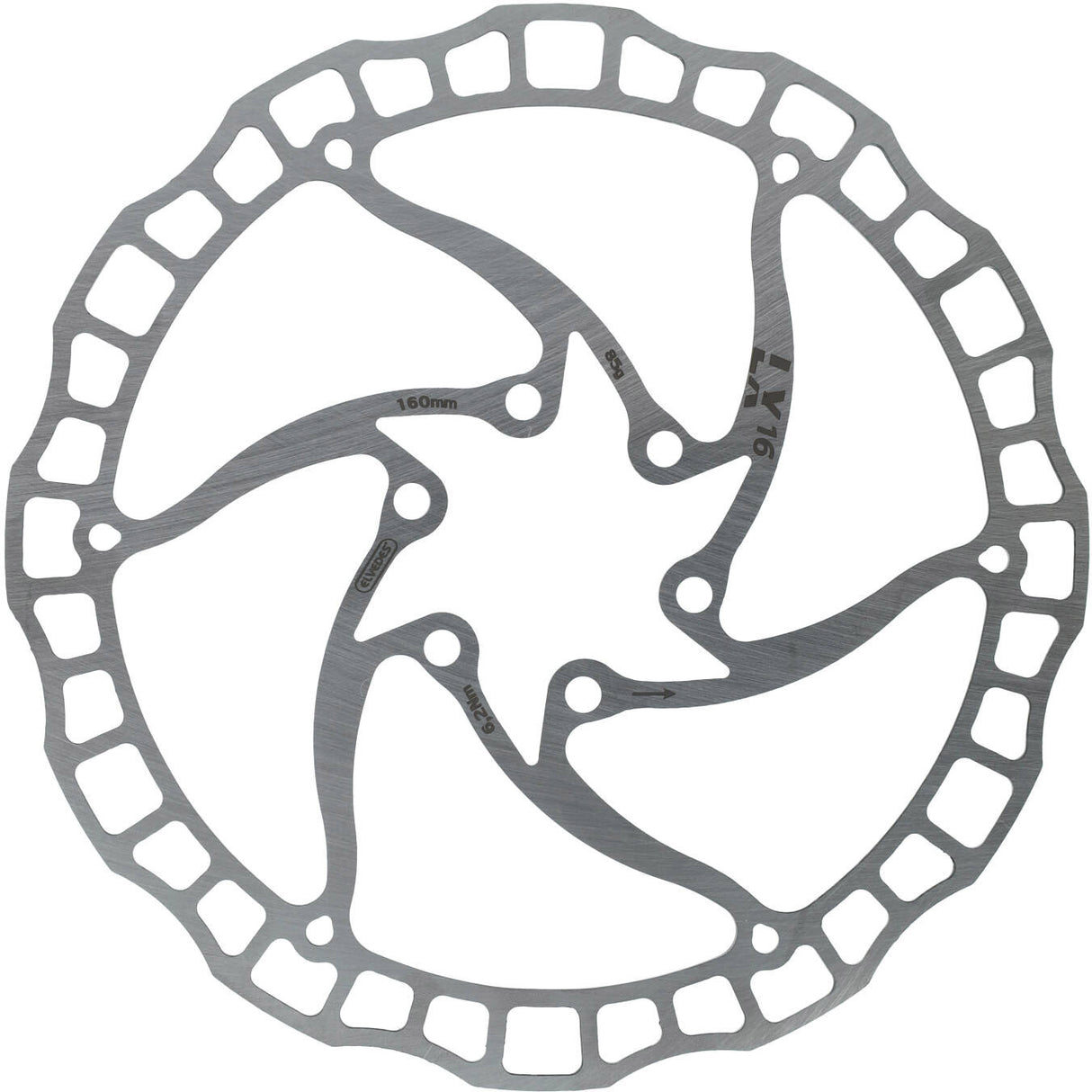 ELVEDES Rotor LX16 160 mm 85G 6 otvorů+šrouby stříbro 2021066