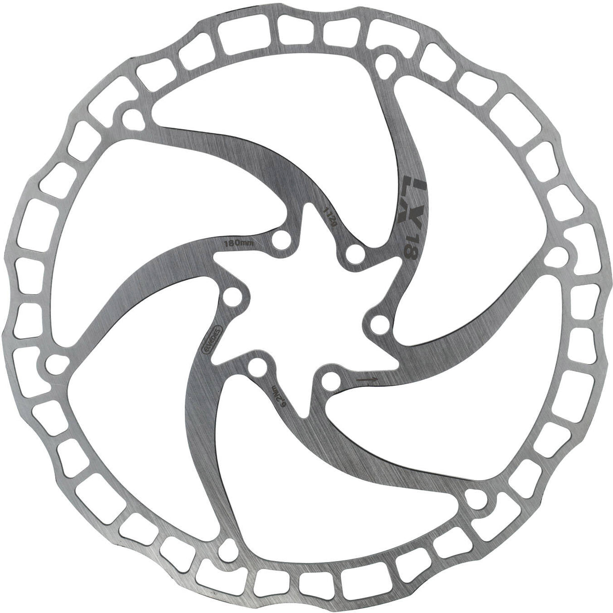Rotor Elvedes LX18 180mm 112g 6 trous + boulons argent 2021067