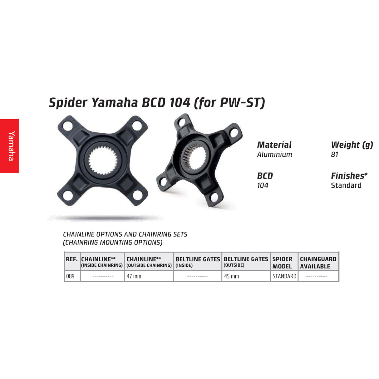 Miranda Yamaha Spider 4-Arm, BCD104 PW Motor, Alu, noir