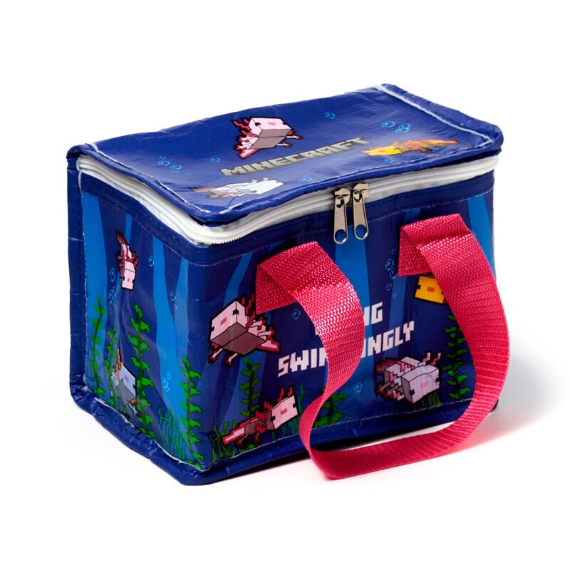 Minecraft axolotl rpet durable cooler bag lunch bag