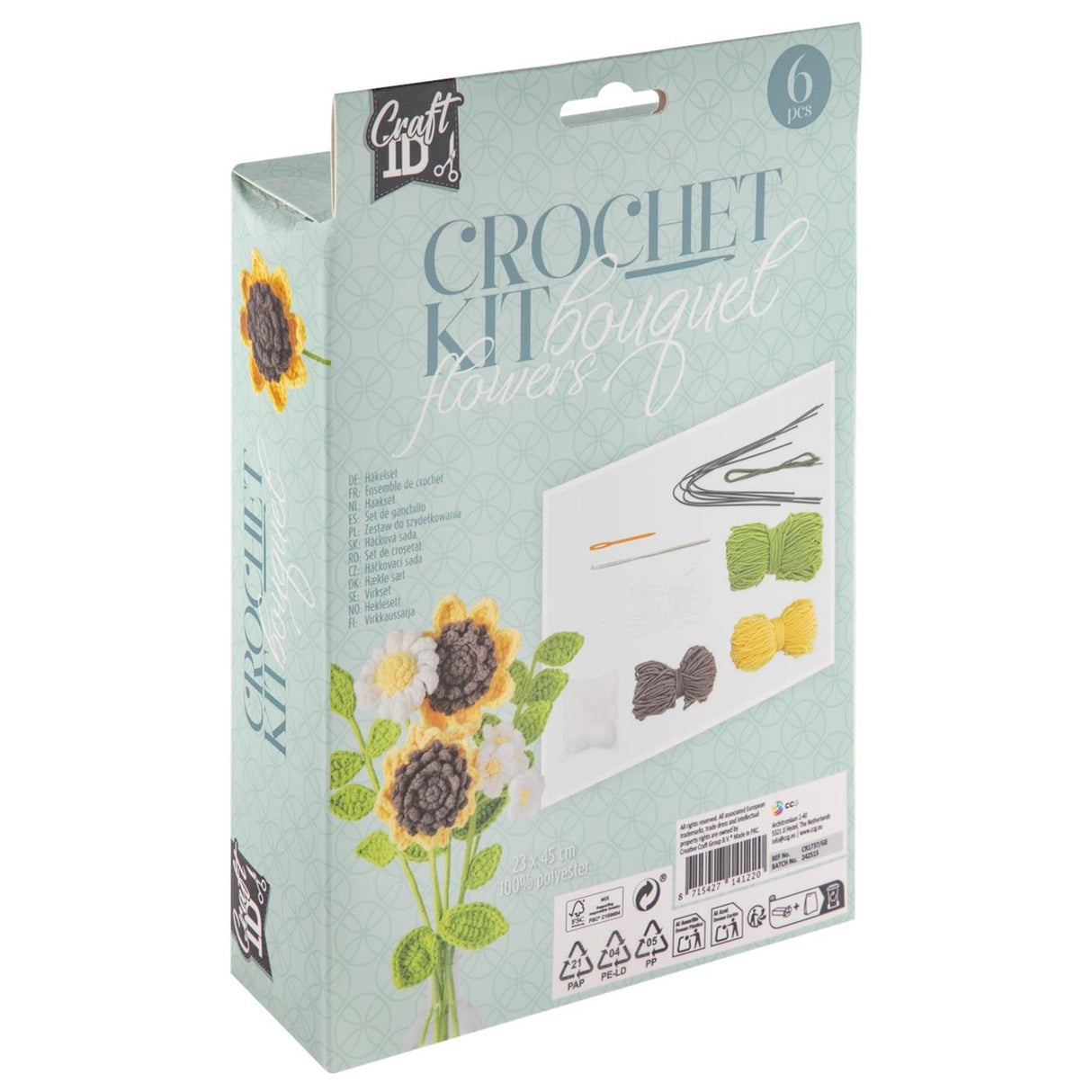 Creative craft group crochet set flower bouquet yellow 16x5.5x21cm