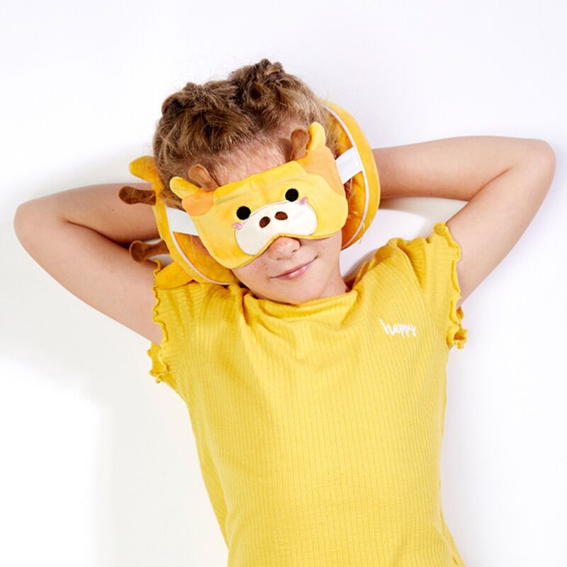 Relaxeazzz girafa redonda máscara de dormir com travesseiro de viagem