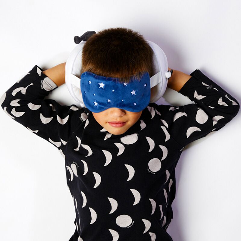 Maschera per dormire con cuscino da viaggio rotondo in peluche per viaggi spaziali Relaxeazzz