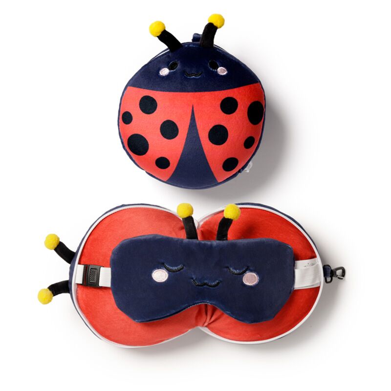 Relaxeazzz adorabugs ladybug round travel pillow sleep mask