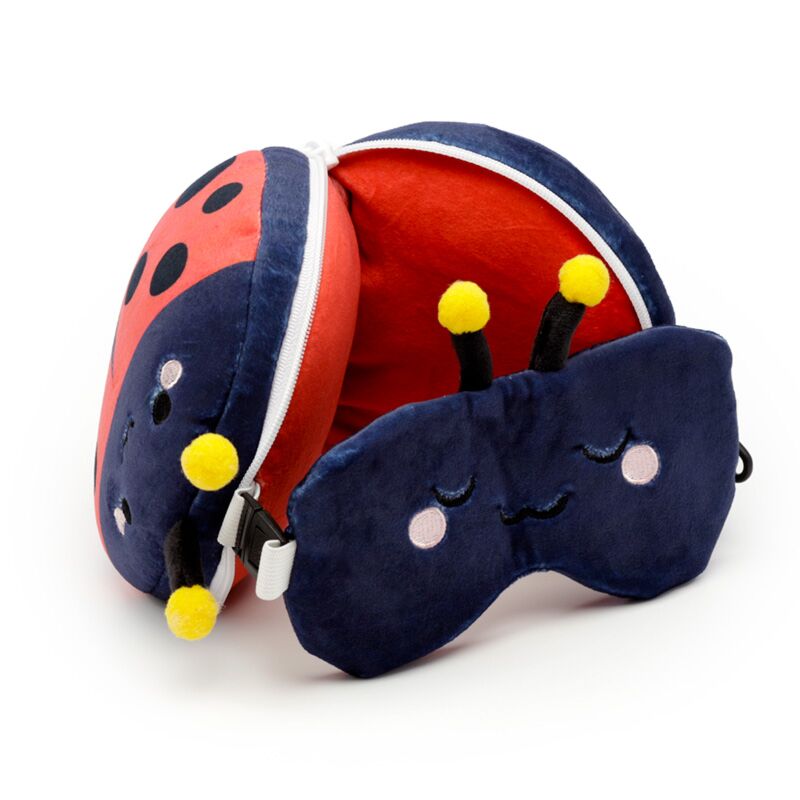 Relaxeazzz adorabugs ladybug round travel pillow sleep mask