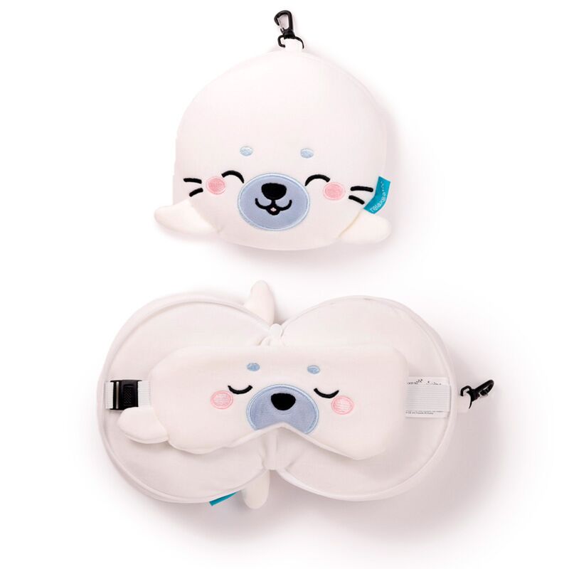 Relaxeazzz adoramals kai the seal maschera per dormire con cuscino da viaggio rotondo