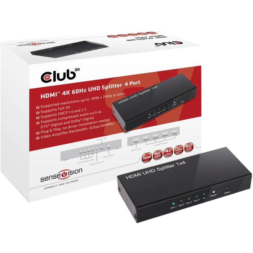 Club 3D HDMI 2.0 UHD Splitter 4 ports