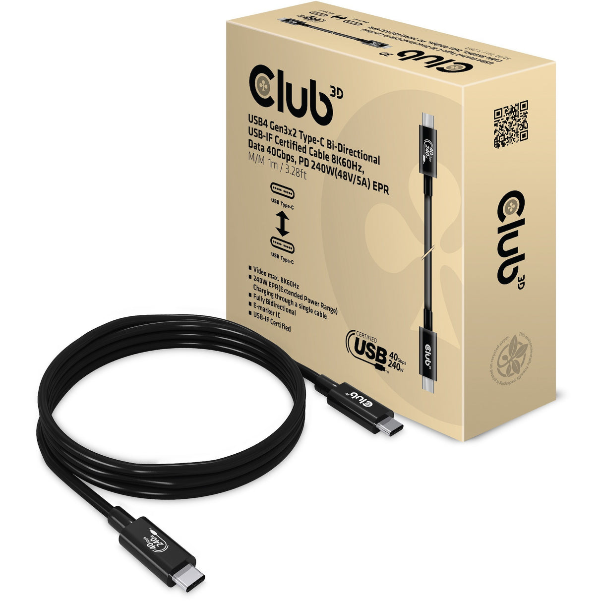 Club 3D USB4-C Gen2x2 Bi-retnings