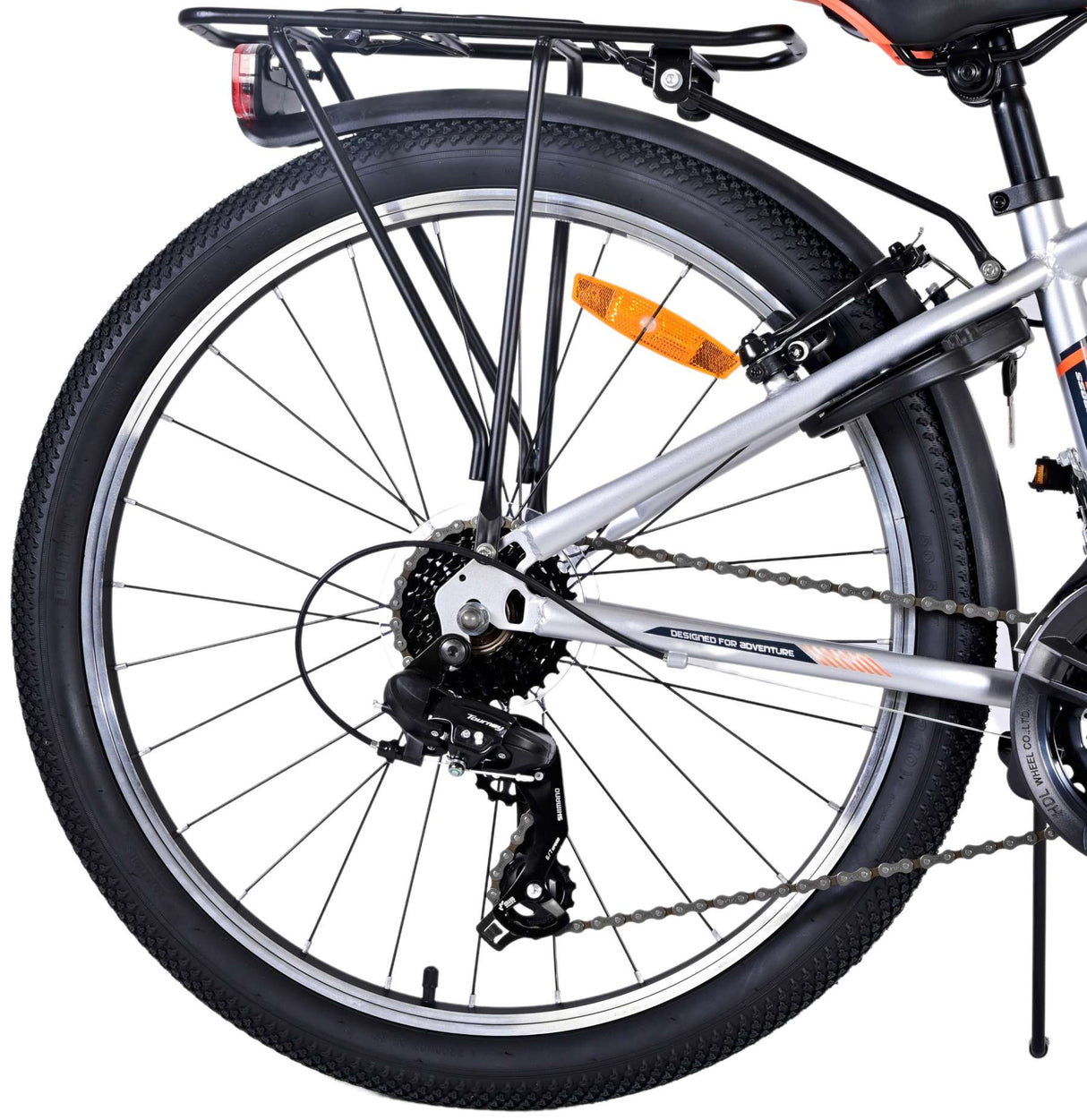 Volore Kräiz Kanner Vëlo Jongen 24 Zoll Sëlwer 18 Gears zwee Handbremsen