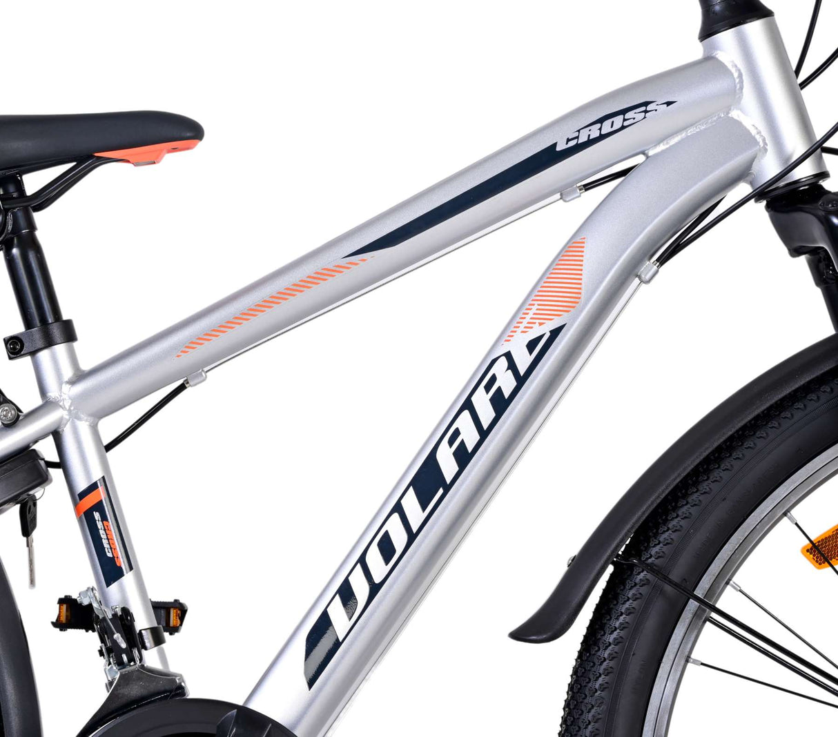 Volore Kräiz Kanner Vëlo Jongen 24 Zoll Sëlwer 18 Gears zwee Handbremsen