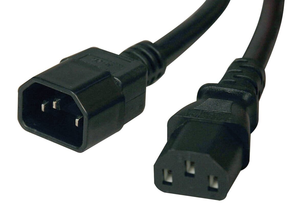 IEC320-C13 til C14 strømforlængerkabel 2 meter - sort