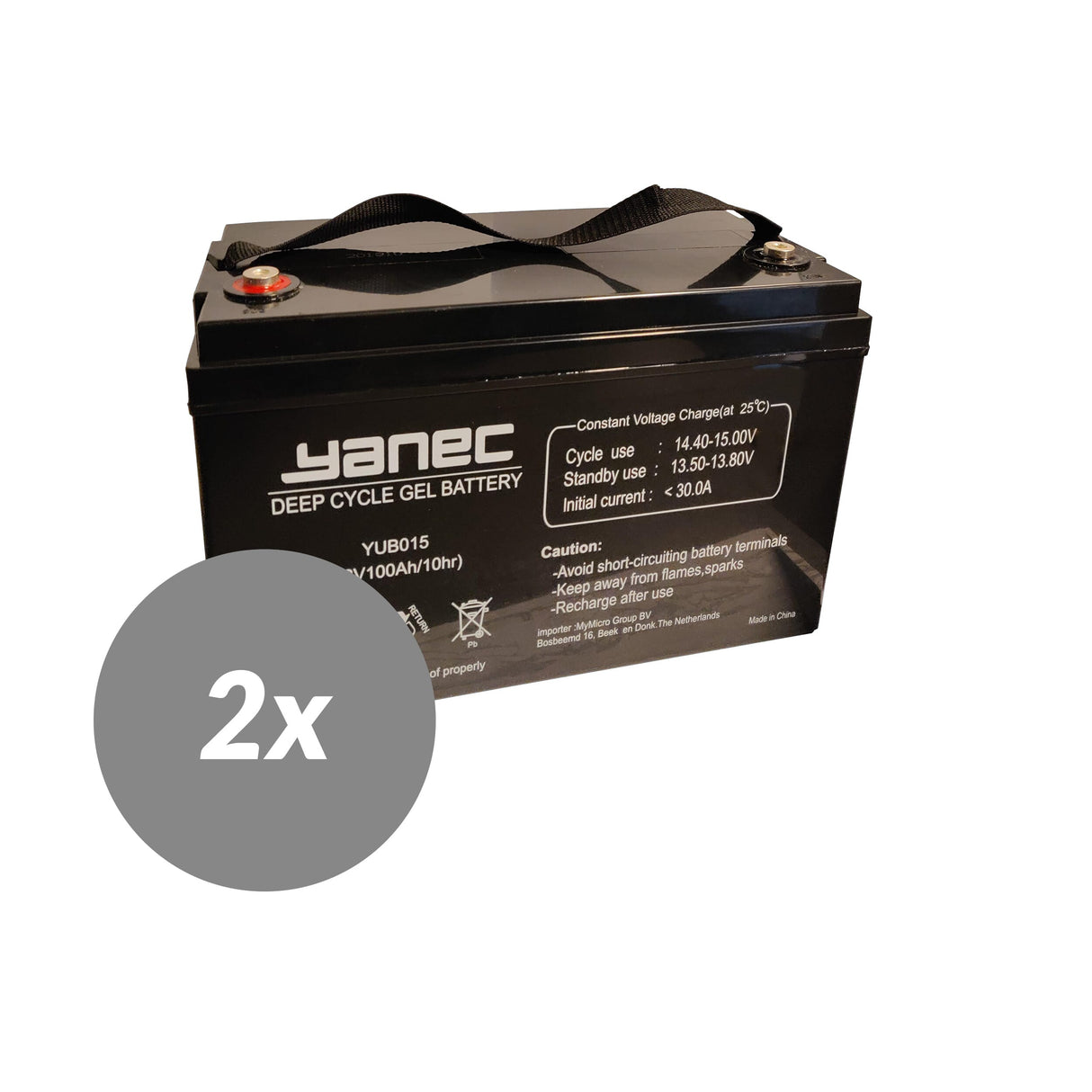 Yanec gel battery 12v 100ah replacement set (excl. cables)