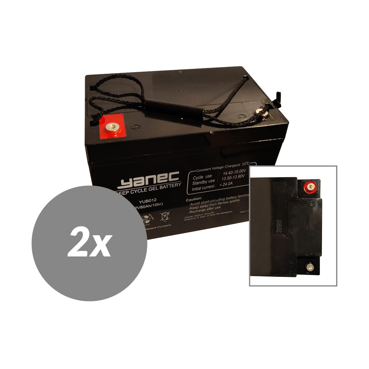 Yanec gel battery 12v 80ah replacement set (excl. cables)