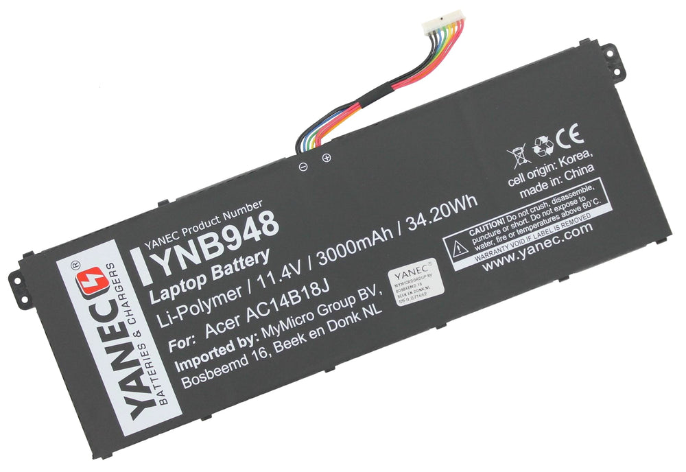 Yanec laptop battery 3000mah