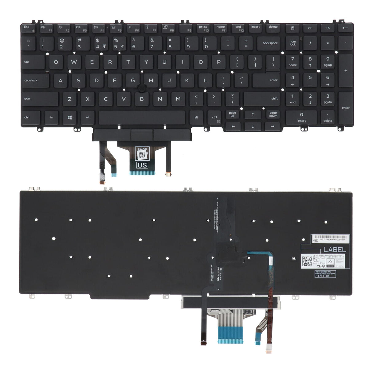Dell Laptop -Tastatur QWERTY US + Backstreuit